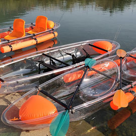 Vissende Duidelijke Plastic Kano, Lichtgewicht Dubbele Oceaankajak met 2 Peddels